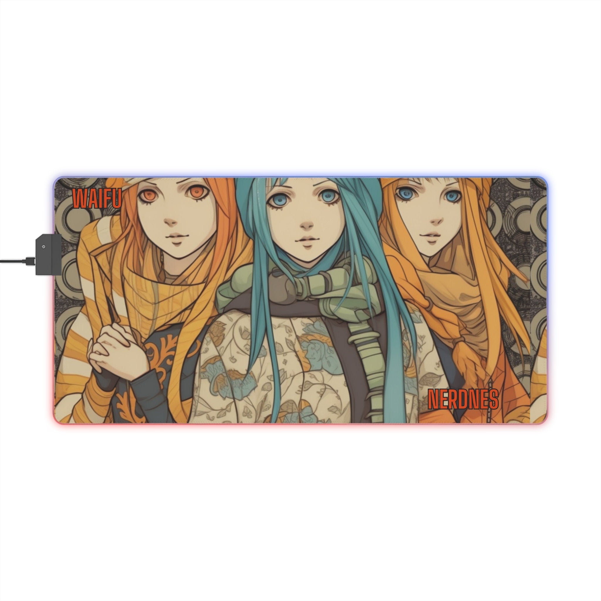 Nerdnes- Waifu- LED Gaming Mouse Pad